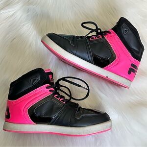 Fila Junior Black and Pink Sneakers Size 5.5
